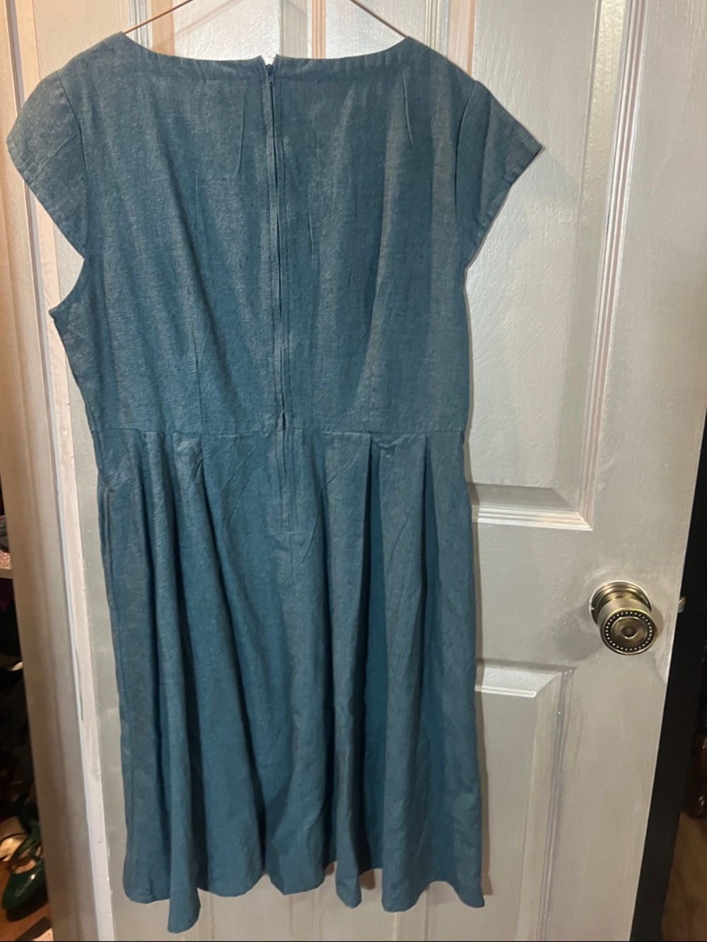 Mata Traders Teal Blue Fit-and-Flare Chambray Dress purchased at ModCloth - Picture 2 of 3